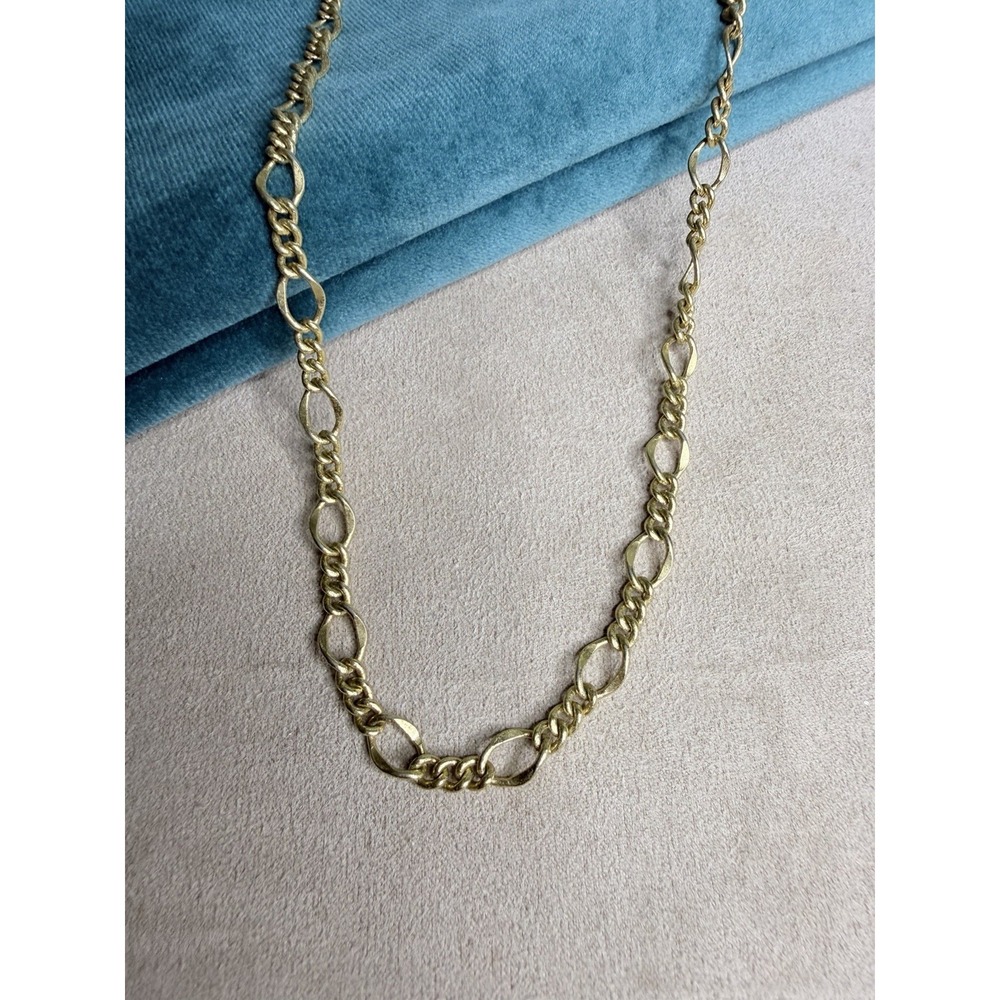 Vintage Gold Tone Figaro Link Chain Necklace 16" Classic